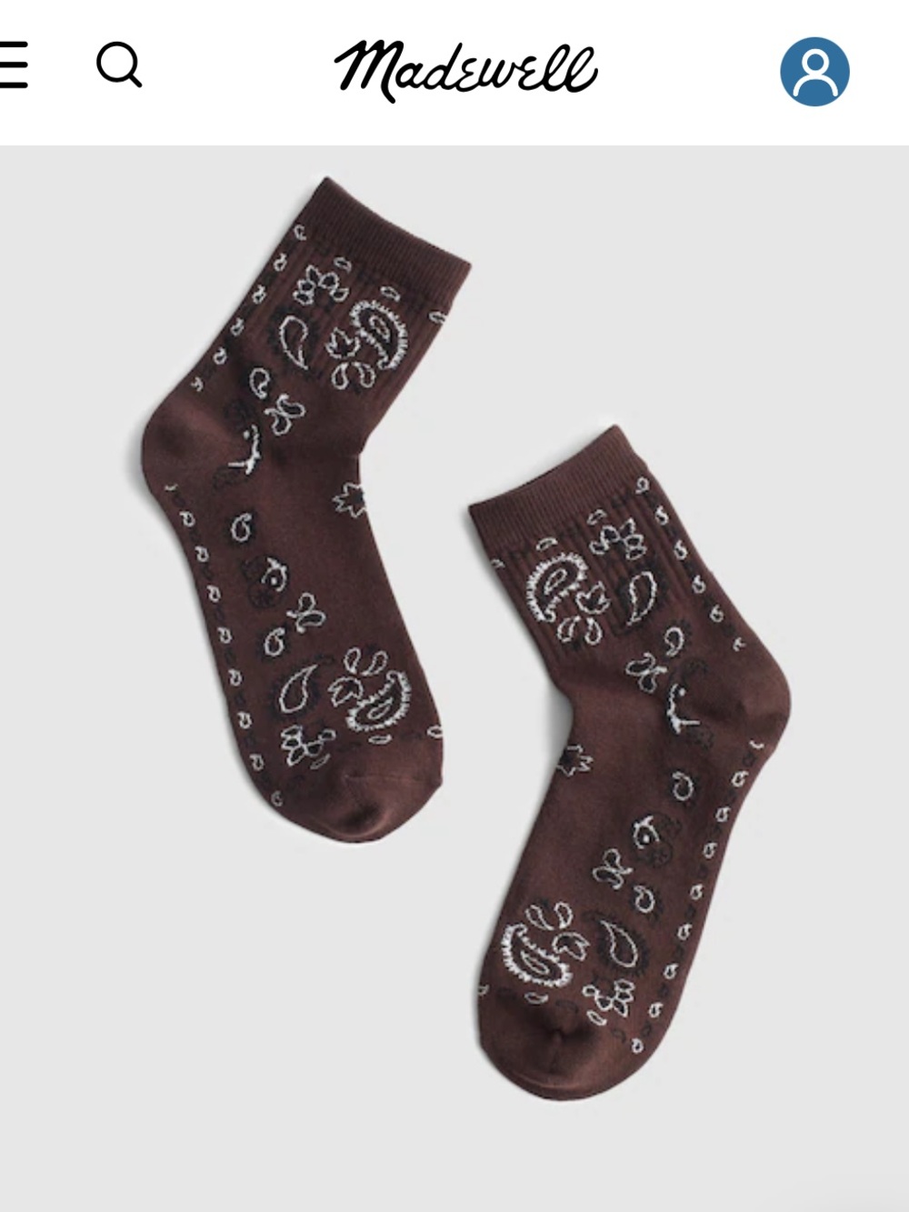 NWT Madewell bandana print ankle socks